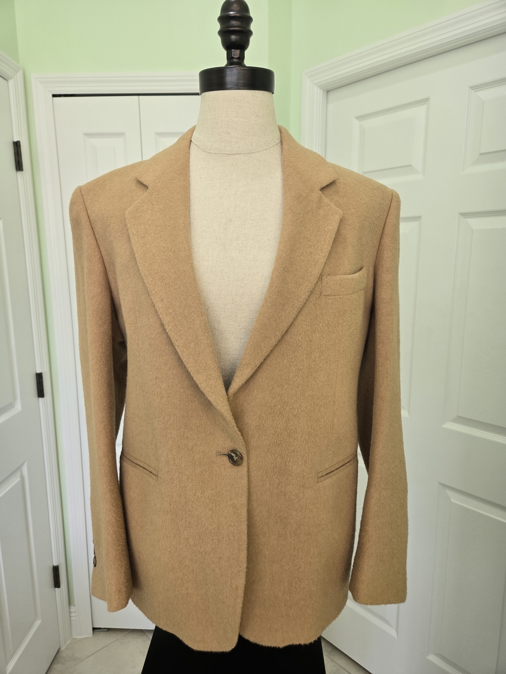 Vintage Tailored Camel Single-Button Women's Blazer Camel Hair Old Money Work